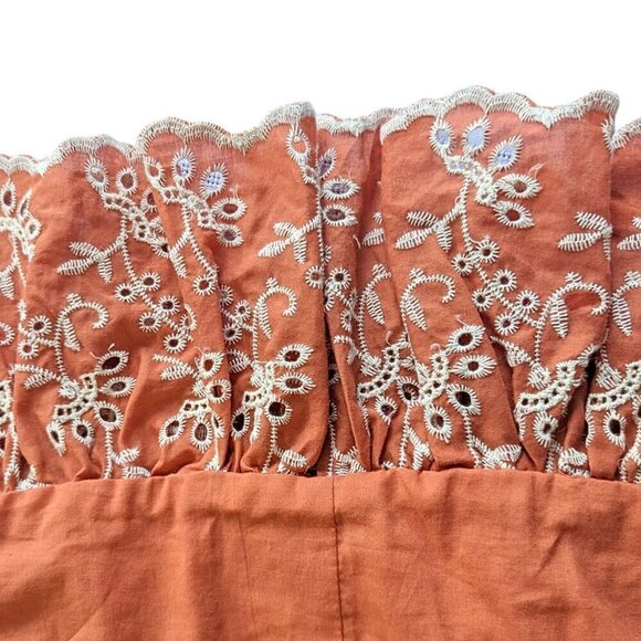 Revolve BARDOT Riva 100% Cotton Soft Orange Coquette Strapless MiniDress Size 12 - Picture 6 of 10